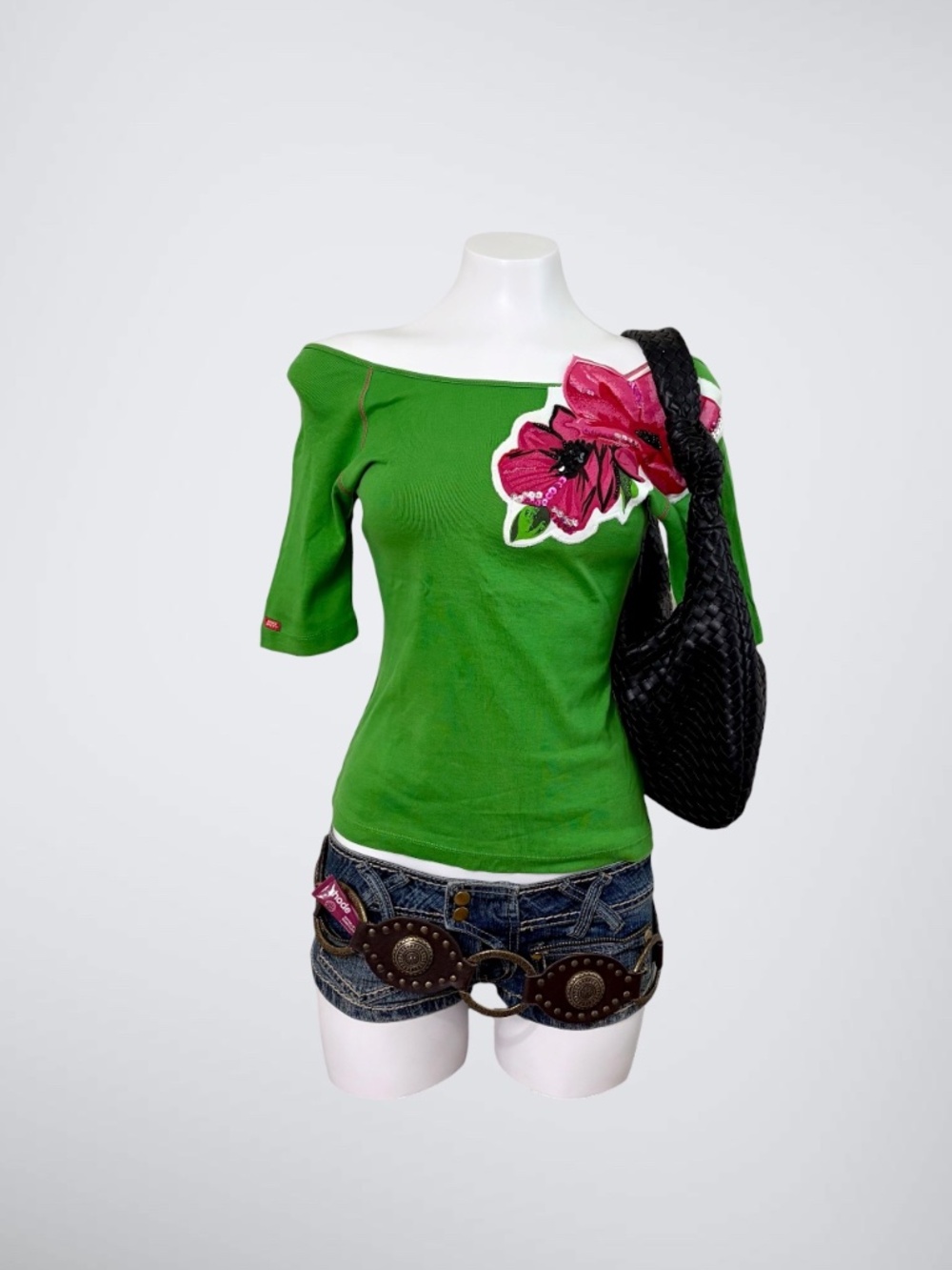 RARE VTG Archive Miss Sixty Sequined Hibiscus Flower Top